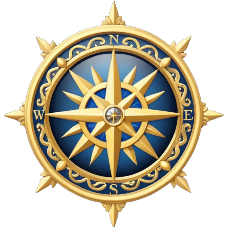 ornate compass rose badge. emoji