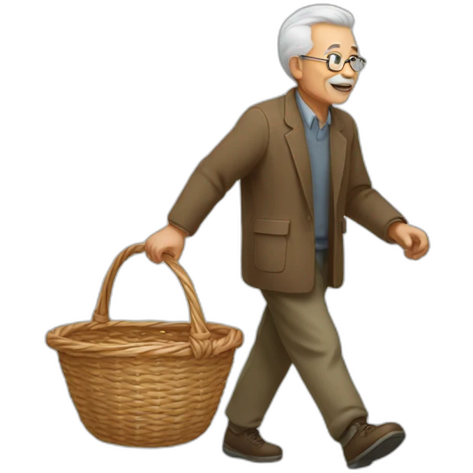 Grand father walking with a basket emoji