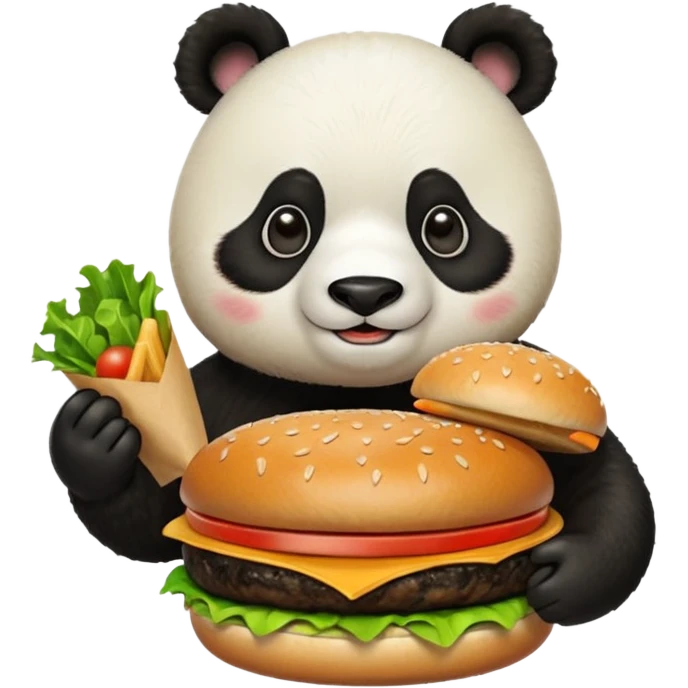 panda holding single burger emoji