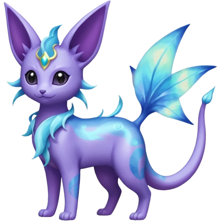 Shiny Nebulae Delcatty-Purrloin-Espeon-Lumineon-Vaporeon-Amaura-Dragonair-Fakémon-hybrid-creature (full body)  emoji