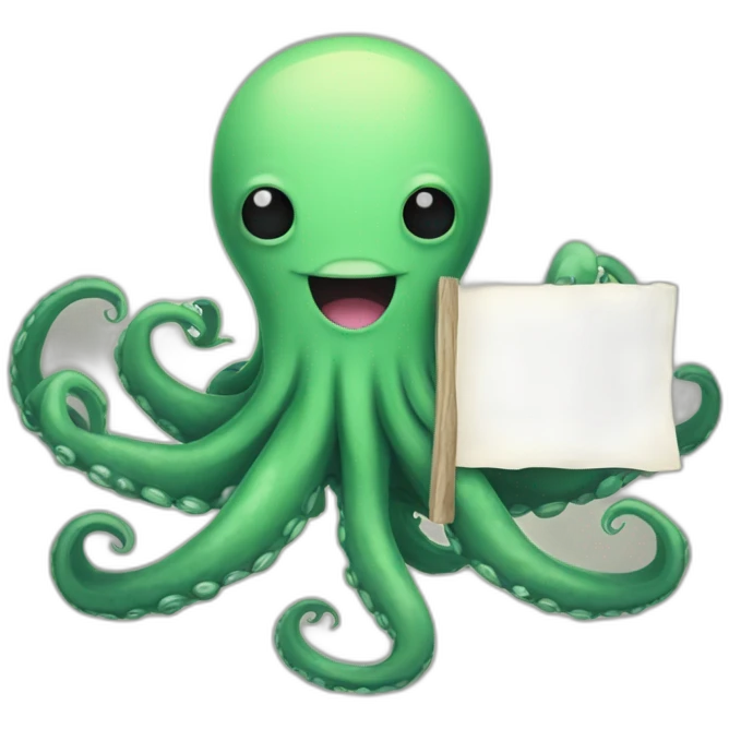 Cute kraken Holding a Sign in his tentacles emoji