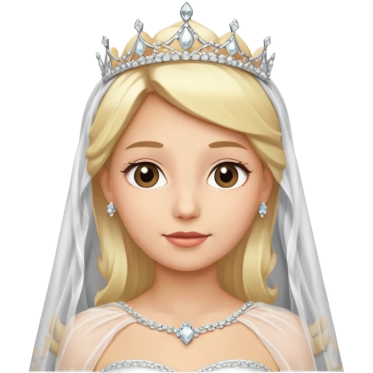 blonde bride silver diamond tiara and veil emoji