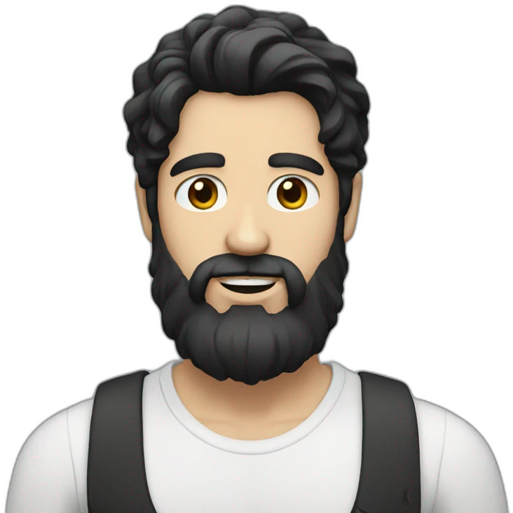 Beard men with black hair and with white skin emoji