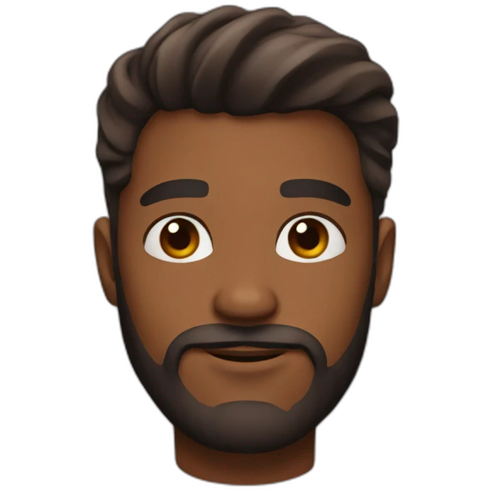 25 year old with a beard and a brown skin emoji