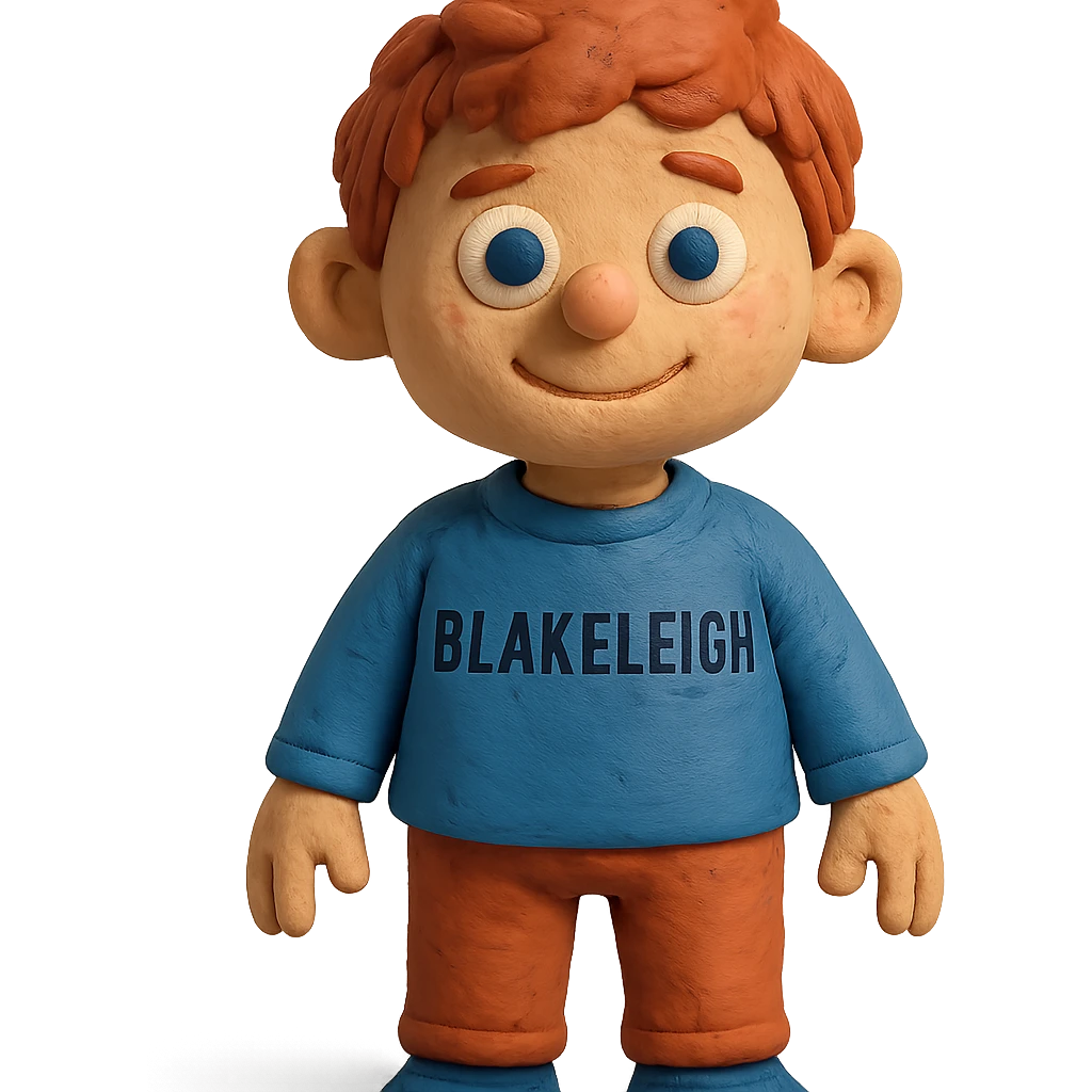 claymation style figure of Blakeleigh, fun and textured emoji