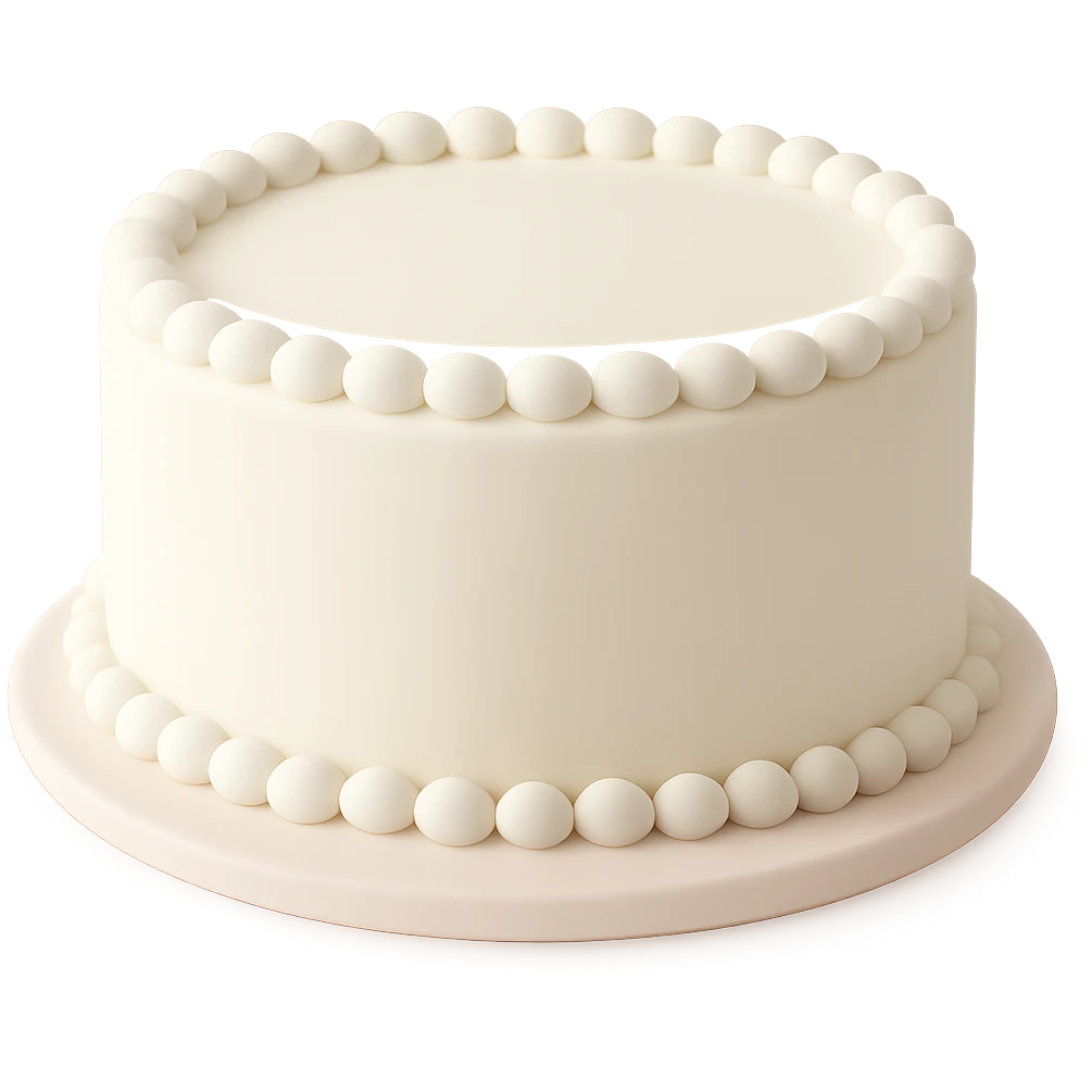 Add a smooth white fill on top of the cake dough, like a layer of white icing, keep the background transparent. emoji