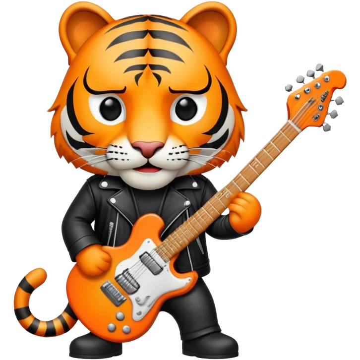 Rock star tiger with electric guitar and leather jacket emoji