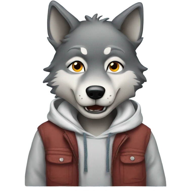 Wolf wearing chill guy clothes emoji