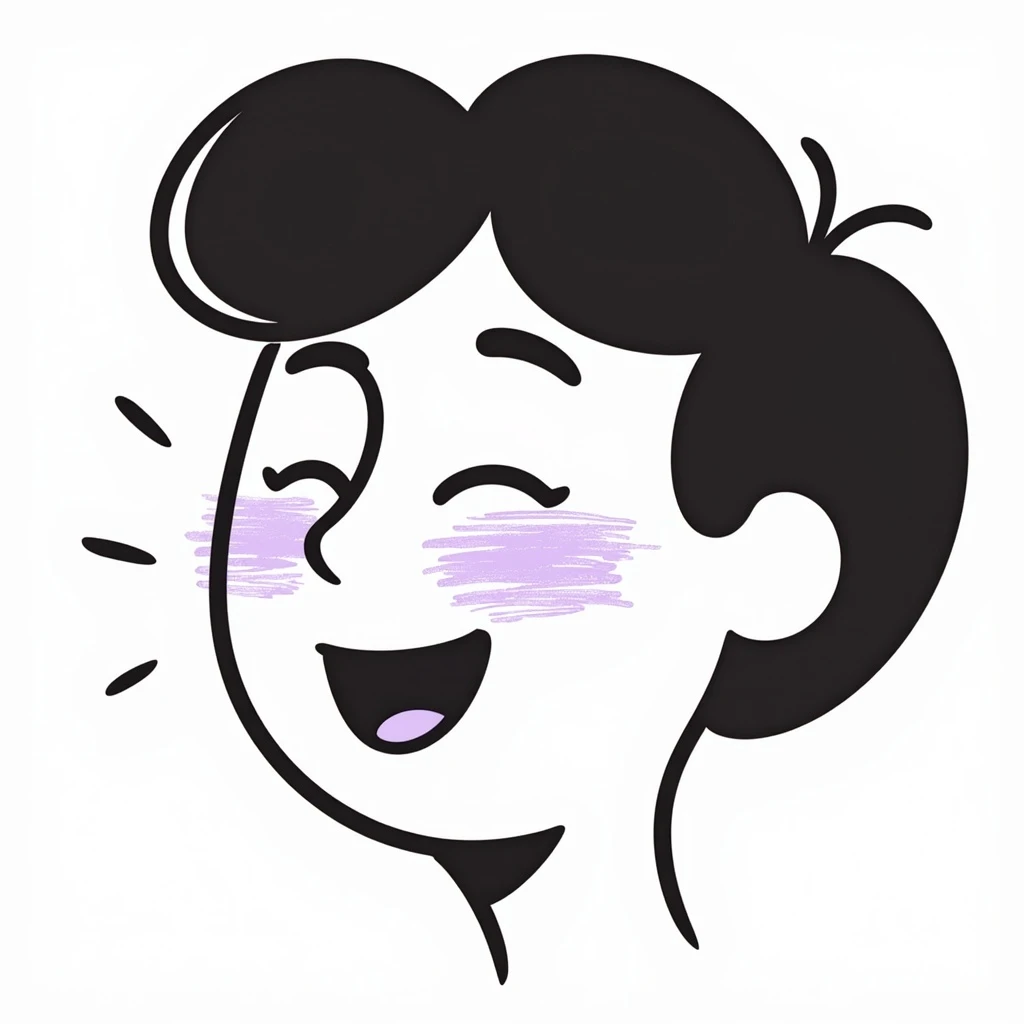 face with tilted head, laughing and tears of joy emoji, hand-drawn chalk style, soft lilac color palette, rough doodle-like texture, looks like pastel chalk on a dark surface, aesthetic and emotional, suitable for Telegram channel emoji