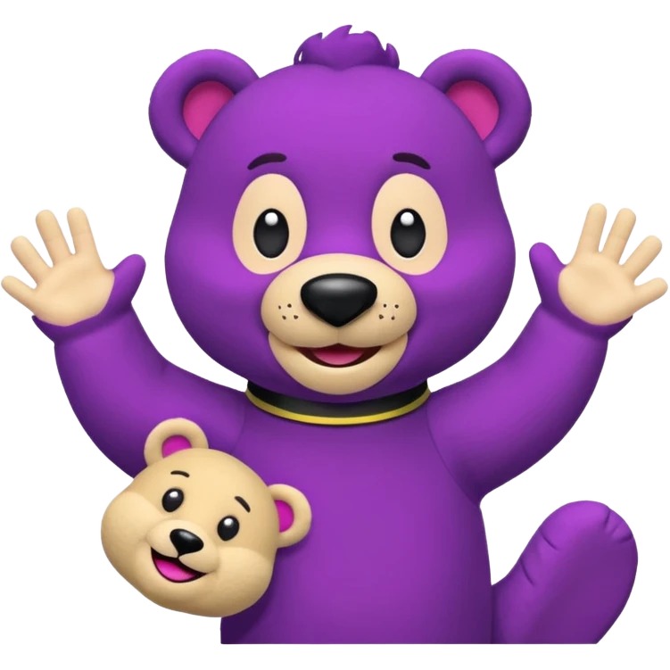 Bok the Hand Puppet from The Wiggles with purple bear puppet emoji