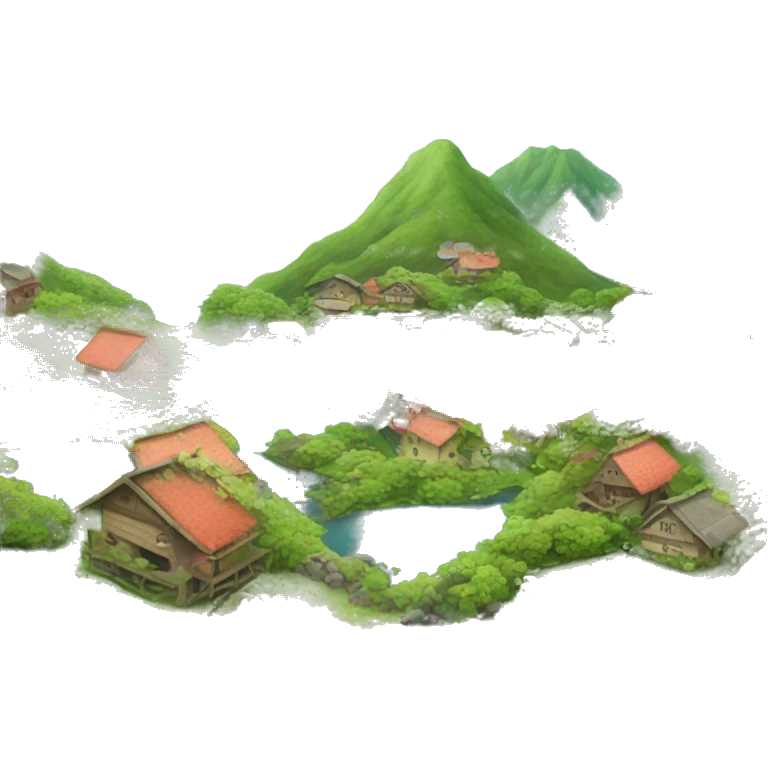 Pond on a mountain, coral reef, village emoji