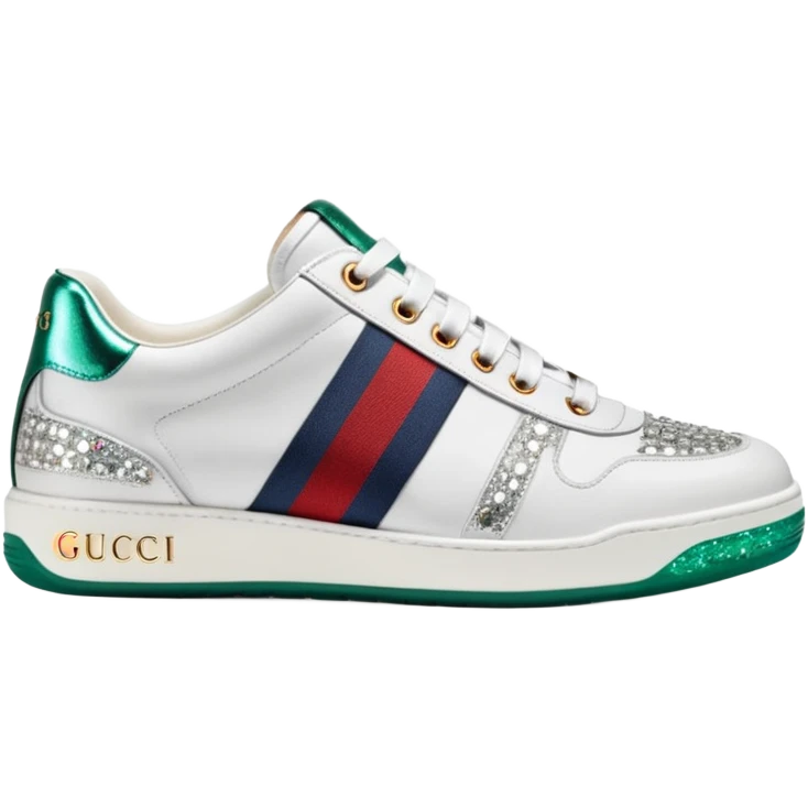 Ultra realistic, detailed, side view, Gucci, Women's GG crystal Screener sneaker emoji