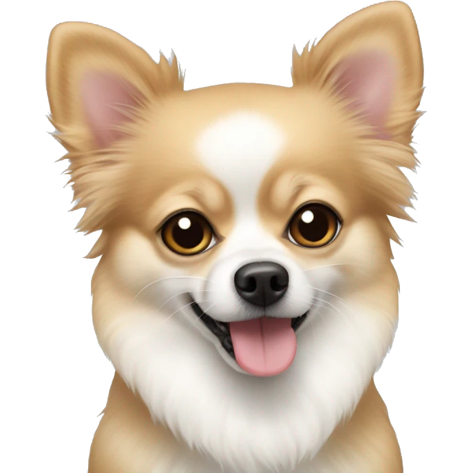White Pomeranian and Chihuahua mixed dog emoji