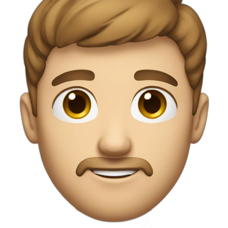 Guy with short brown hair and very short beard, blue eyes emoji