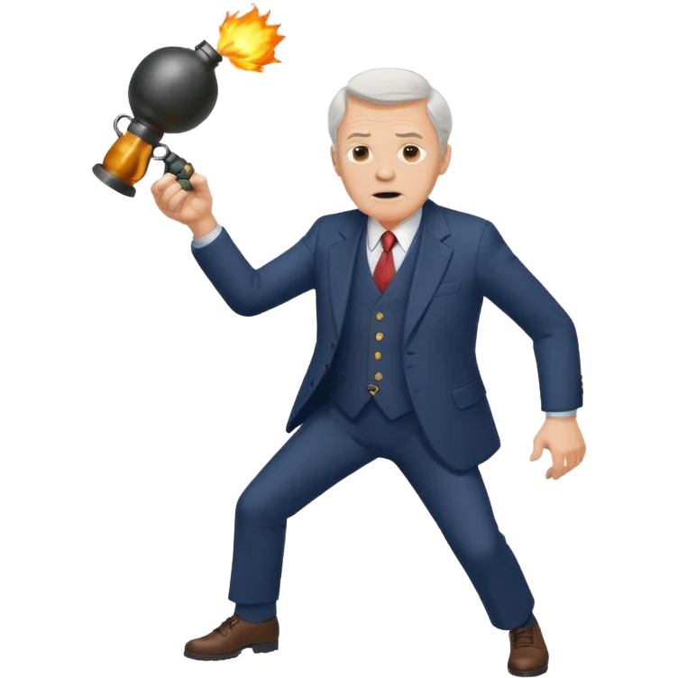 old white man in a suit throwing a grenade emoji