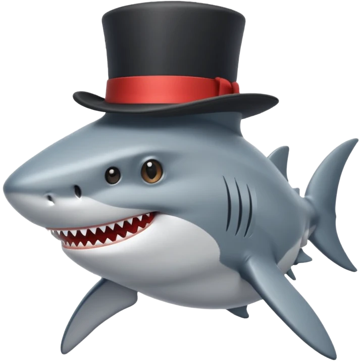 Shark with a top hat emoji