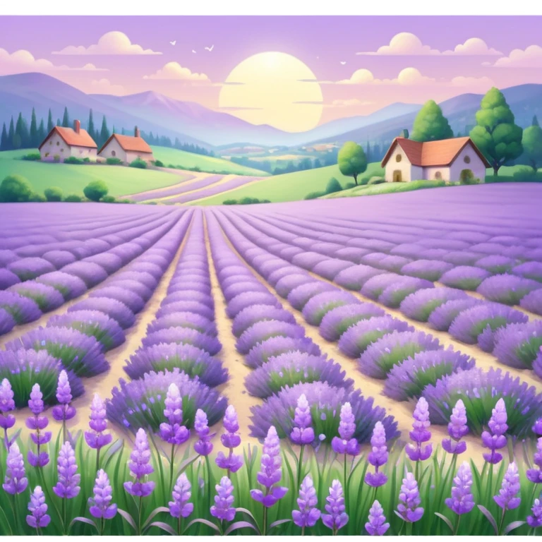 Shiny beautiful glossy purply pastel whitish light sparkly glittery sunny bright lavender lilac flower fields aesthetic scenery grass field cottagecore pastelcore lavendercore realistic real life outside painting emoji