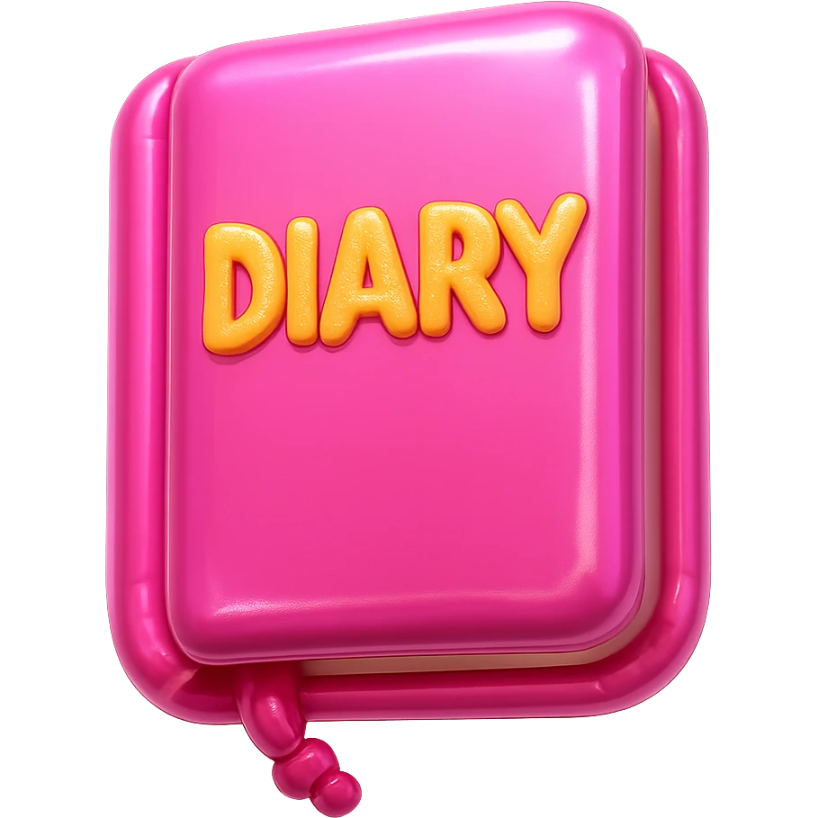 a pink diary, balloon style emoji