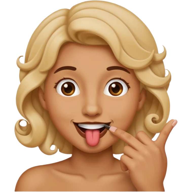 curled finger in front of mouth and side tongue face emoji