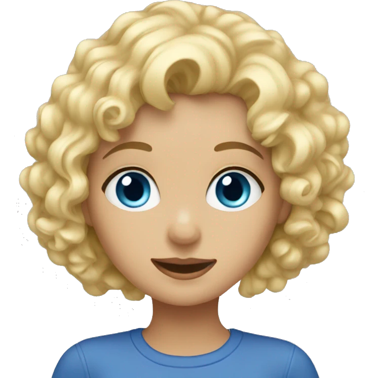 Girl, blonde, curly, blue eyes emoji