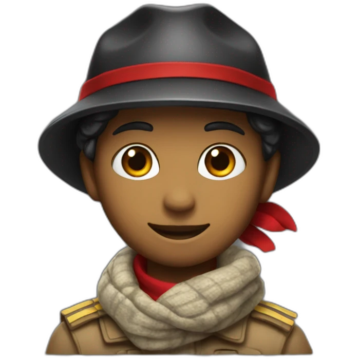 scout avec un foulard noir et rouge et un béret emoji