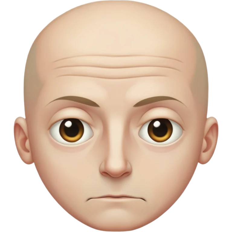 Steven Miller, bald, grim expression, narrow rectangular head, bottom lip sticking out, eyelids lower on the outside emoji