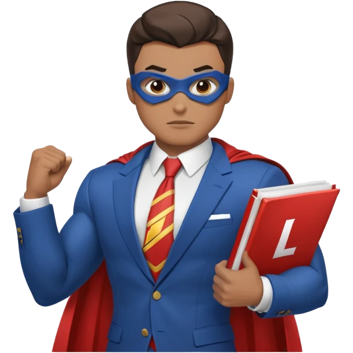 crea un super heroe cuyo don es leer rapido, en el pecho debe esta la L en mayuscual que es de lectura emoji