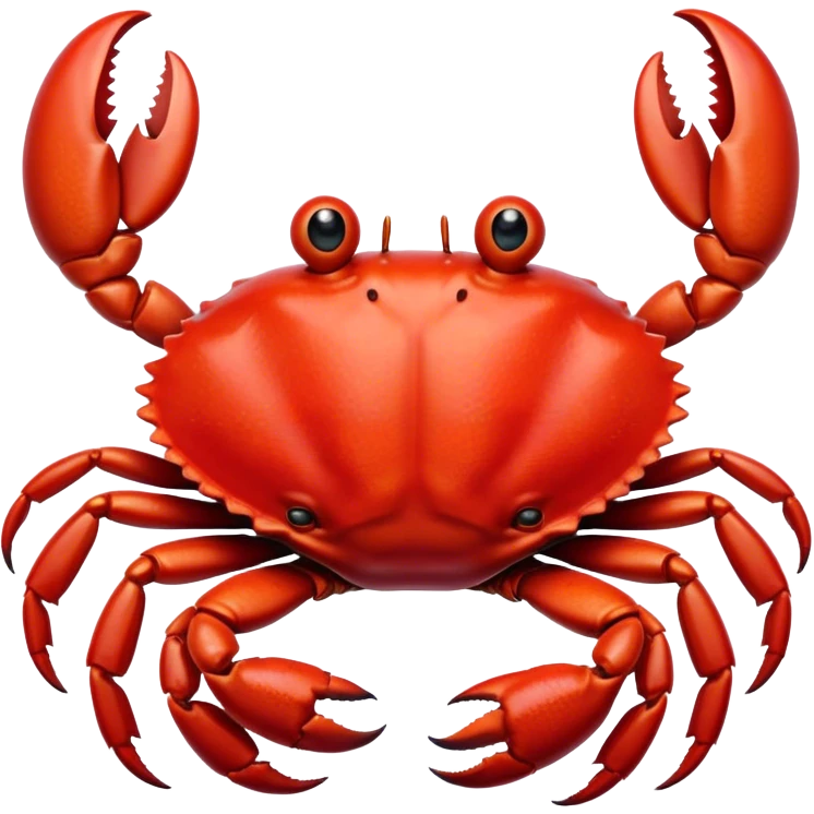 Cinematic Realistic Comical Crab Portrait Emoji, Head tilted dramatically with an exaggeratedly amused expression, featuring a striking, glossy red shell with bold natural textures and a whimsically formed face with wide, expressive eyes full of playful disbelief, rendered with lifelike detail and vibrant coastal hues, high shine, dramatic yet playful, styled with an air of cheeky seaside mischief, soft glowing outline, capturing the essence of a spirited and over‐the‐top crab that looks ready to pinch its way into viral fame! emoji