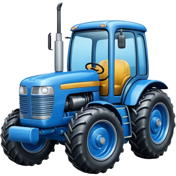 blue tractor emoji, with a smiling face emoji