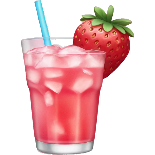 strawberry pink drink with ice emoji
