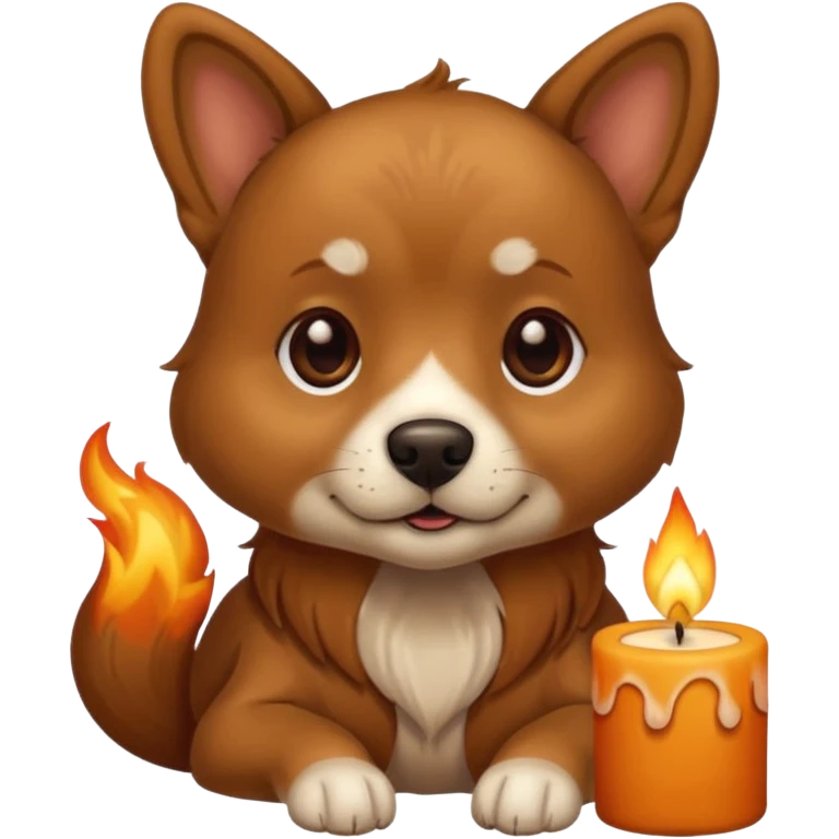 dog holding a lit aromatic candle in hand emoji