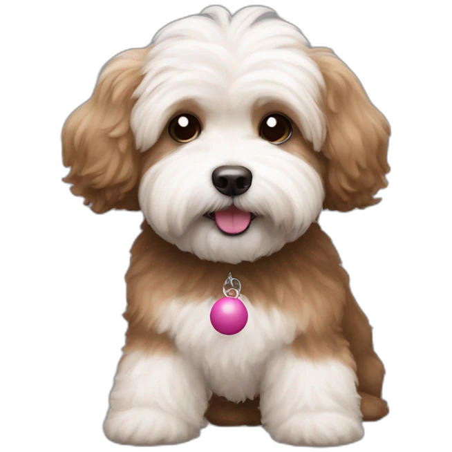 brown coloured dog bichon havanese  with the ball emoji