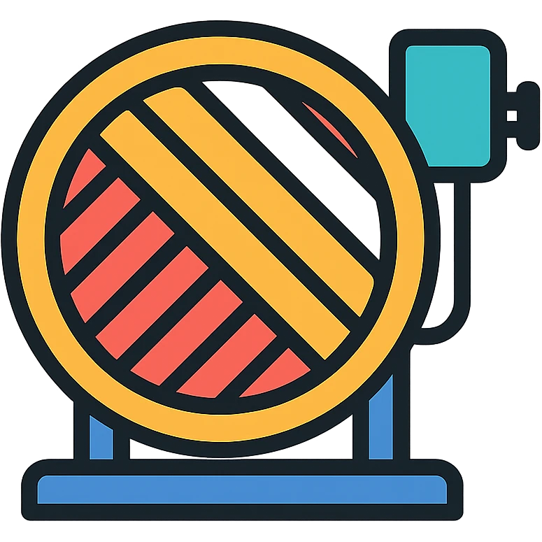 simplified circular weaving machine, icon style, side view emoji