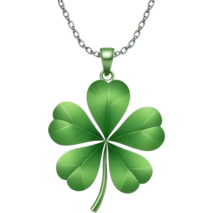 Lucky clover charm necklace – green four-leaf clover.
 emoji