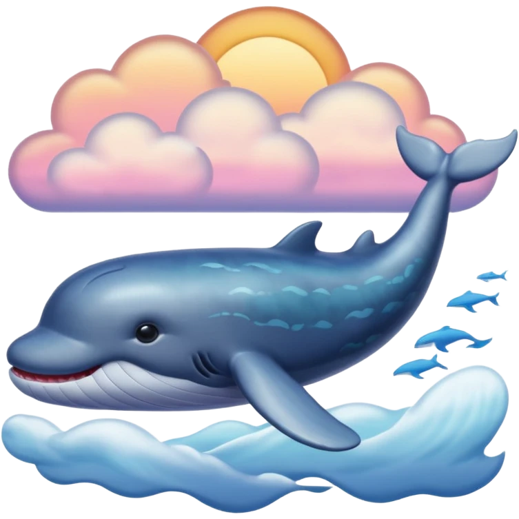 Sky Whale – Gigantic whale drifting among pastel sunset clouds. emoji