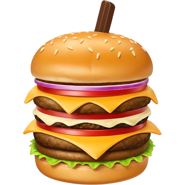 Crea una escena que contenga una hamburguesa, un frappé y papas fritas emoji
