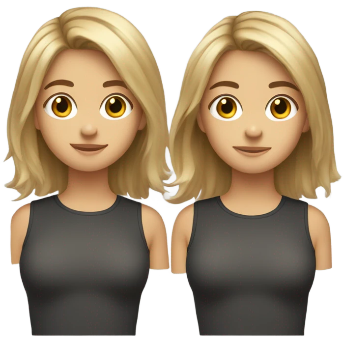 a 15 year old girl with shoulder length messy hair (brown to blonde) brown eyes and a black top emoji