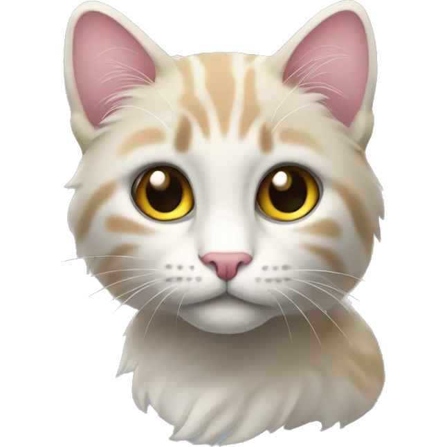 Серо-белая кошка с розовым бантиком  emoji