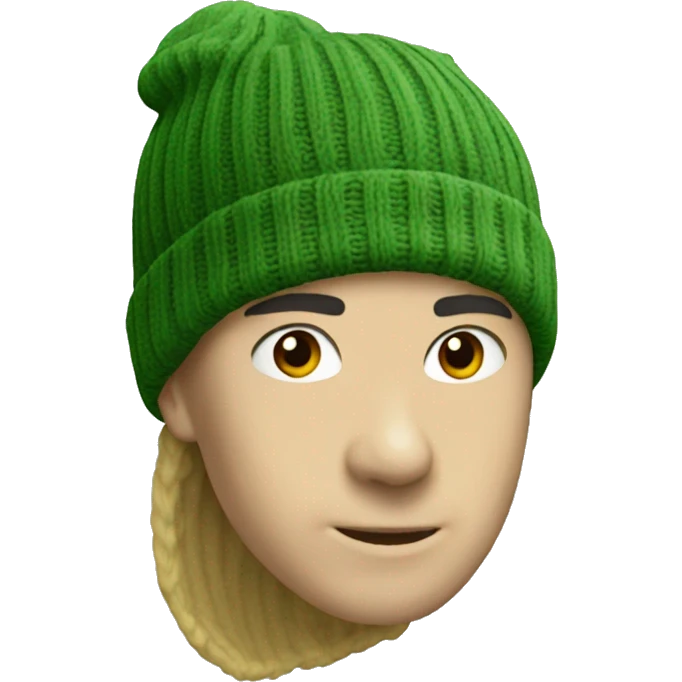 Ribbed beanie hat, green color emoji