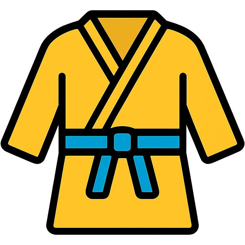 Martial arts uniform with blue belt emoji