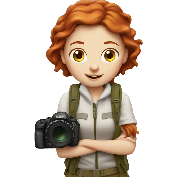 Redhead girl travel photographer emoji
