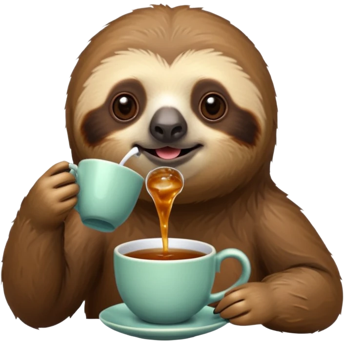 a sloth having tea emoji