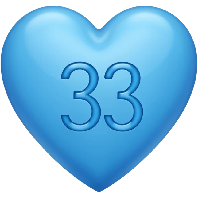 number "3" print inside the blue heart shape emoji