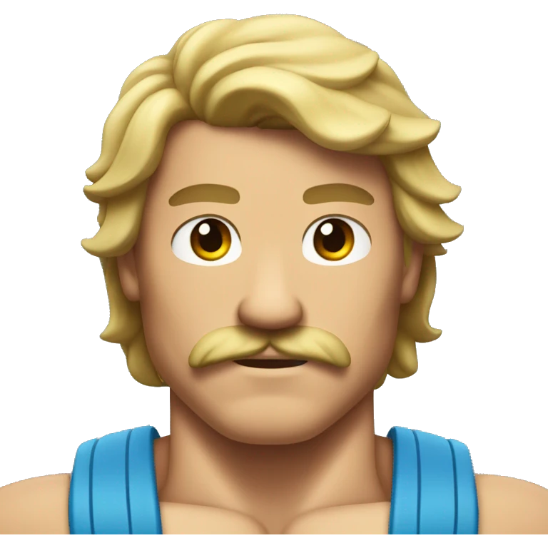 flexing muscular man with a mustache and a mullet emoji