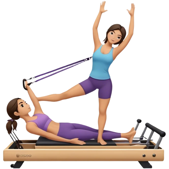 brunette in short, doing reformer pilates emoji