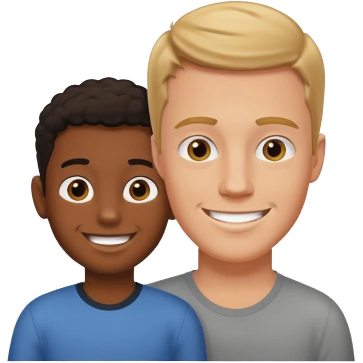 Tall white guy with black kid emoji