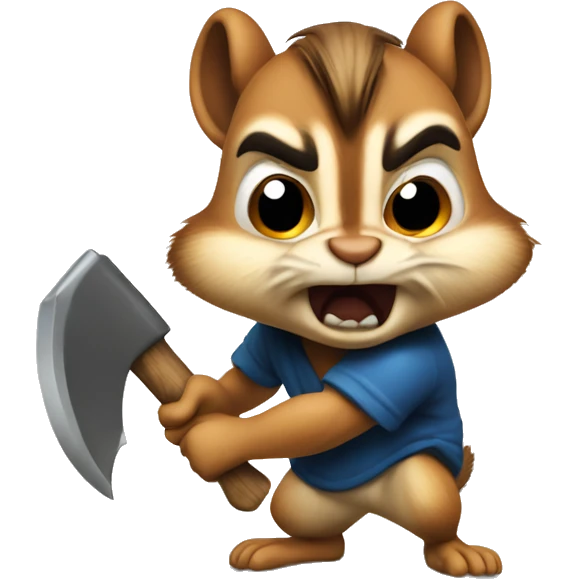 angry chipmunk with an axe emoji