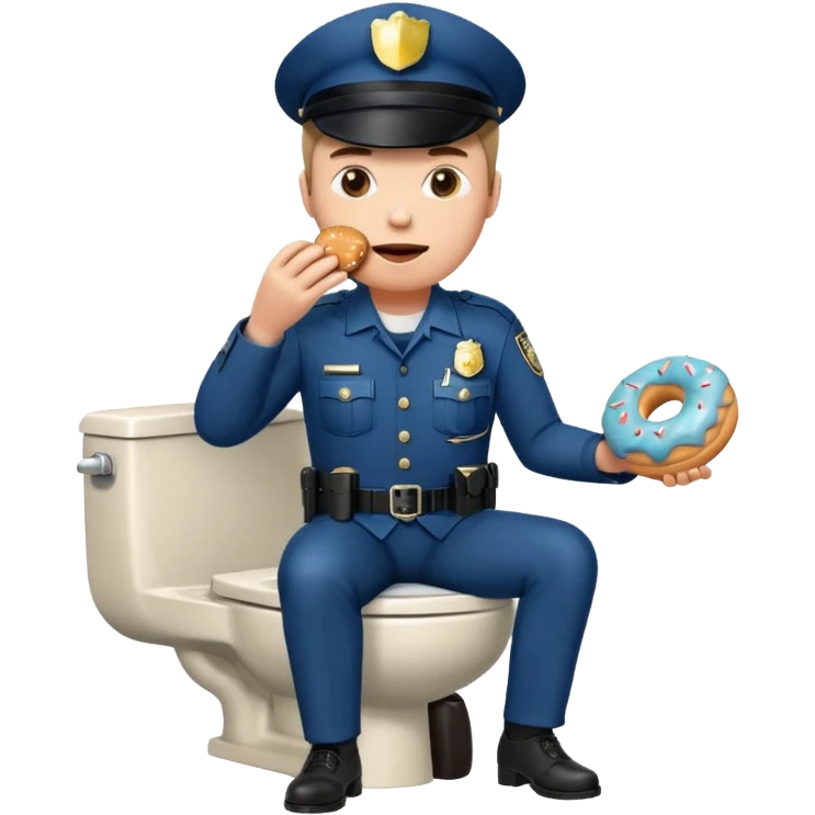 cop sitting on a toilet eating a donut  emoji