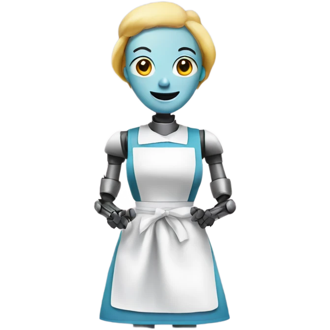 Robot wearing a maid apron emoji
