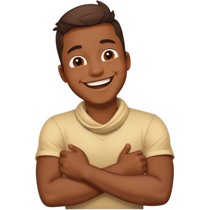 arms crossed holding neck laughing guy emoji
